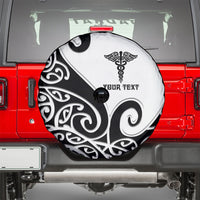 Personalised New Zealand Nurse Spare Tire Cover Maori Koru Black Version