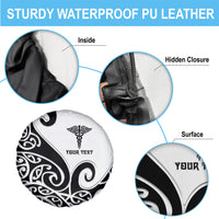 Personalised New Zealand Nurse Spare Tire Cover Maori Koru Black Version