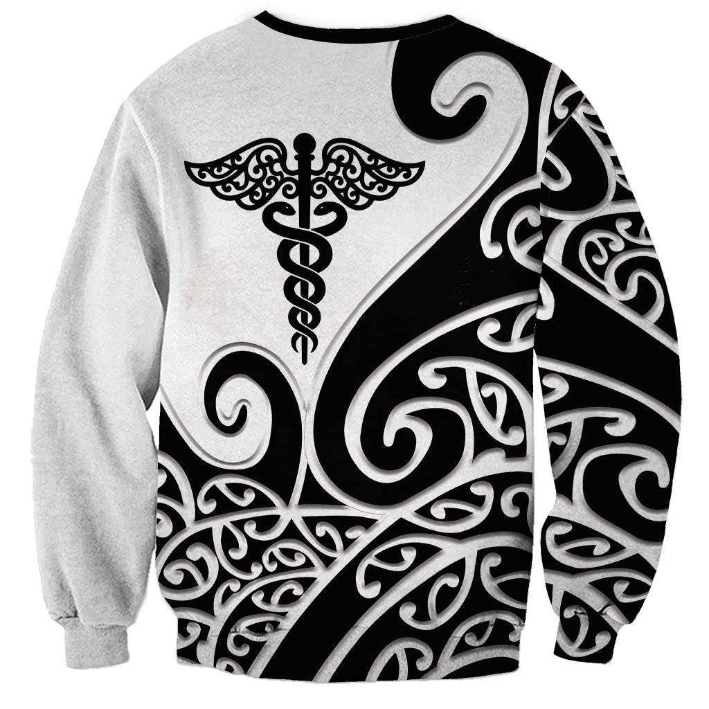 Personalised New Zealand Nurse Sweatshirt Maori Koru Black Version