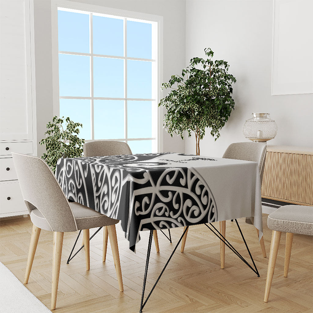 Personalised New Zealand Nurse Tablecloth Maori Koru Black Version