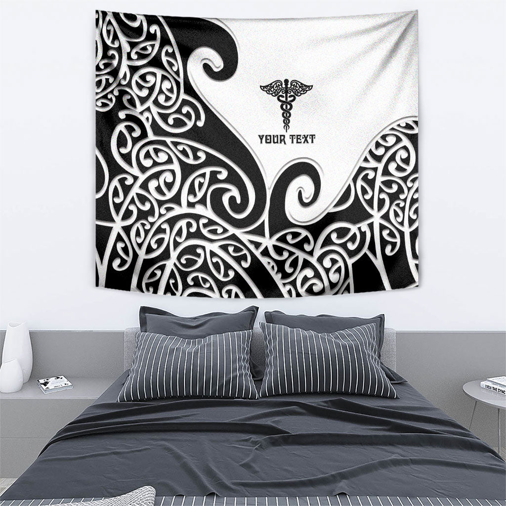 Personalised New Zealand Nurse Tapestry Maori Koru Black Version