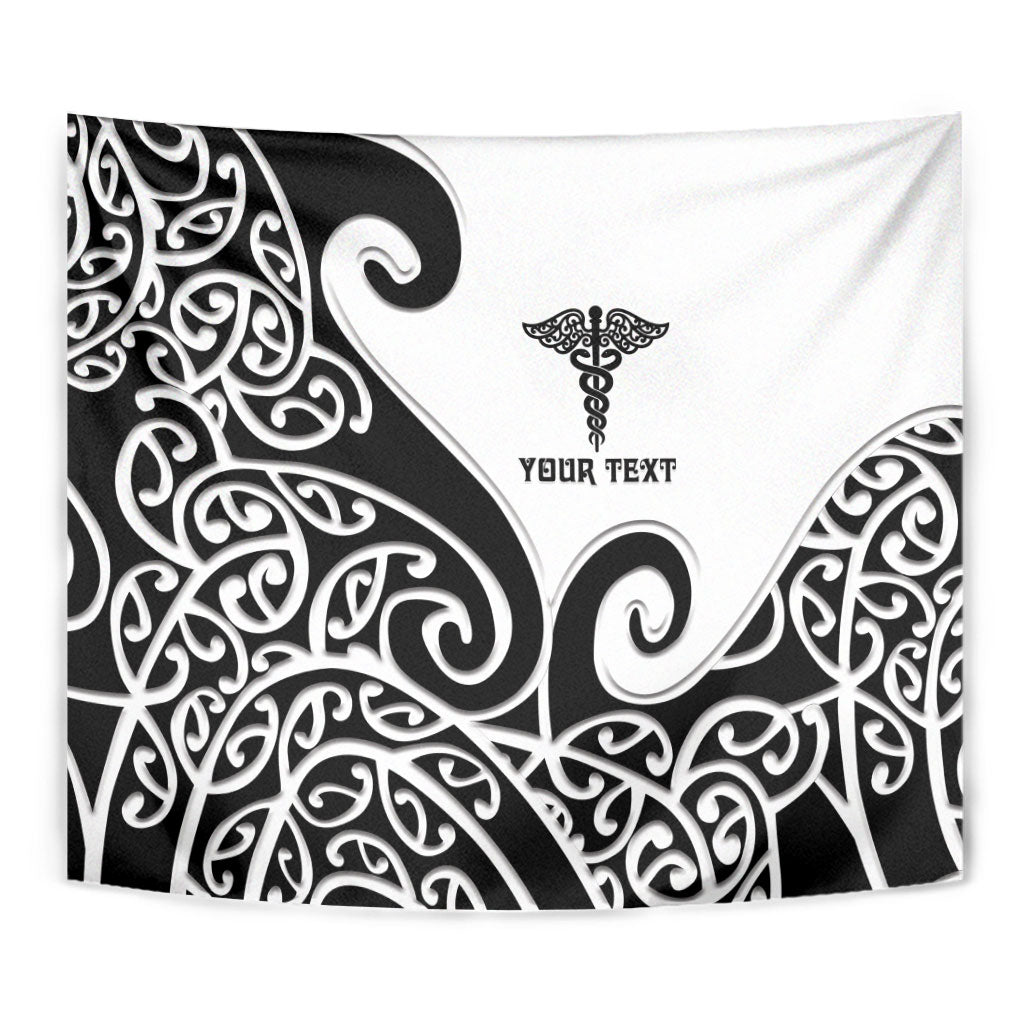 Personalised New Zealand Nurse Tapestry Maori Koru Black Version
