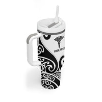 Personalised New Zealand Nurse Tumbler With Handle Maori Koru Black Version