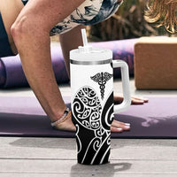 Personalised New Zealand Nurse Tumbler With Handle Maori Koru Black Version