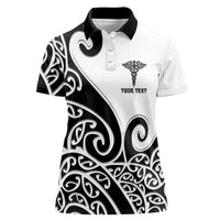 Personalised New Zealand Nurse Women Polo Shirt Maori Koru Black Version LT05 Female Black - Polynesian Pride
