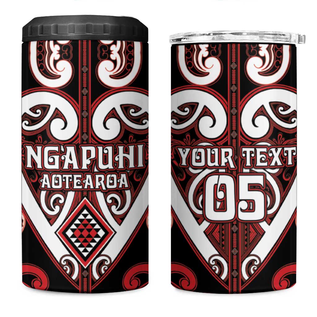 Custom Aotearoa Ngapuhi 4 in 1 Can Cooler Tumbler Maori Tribal Pattern