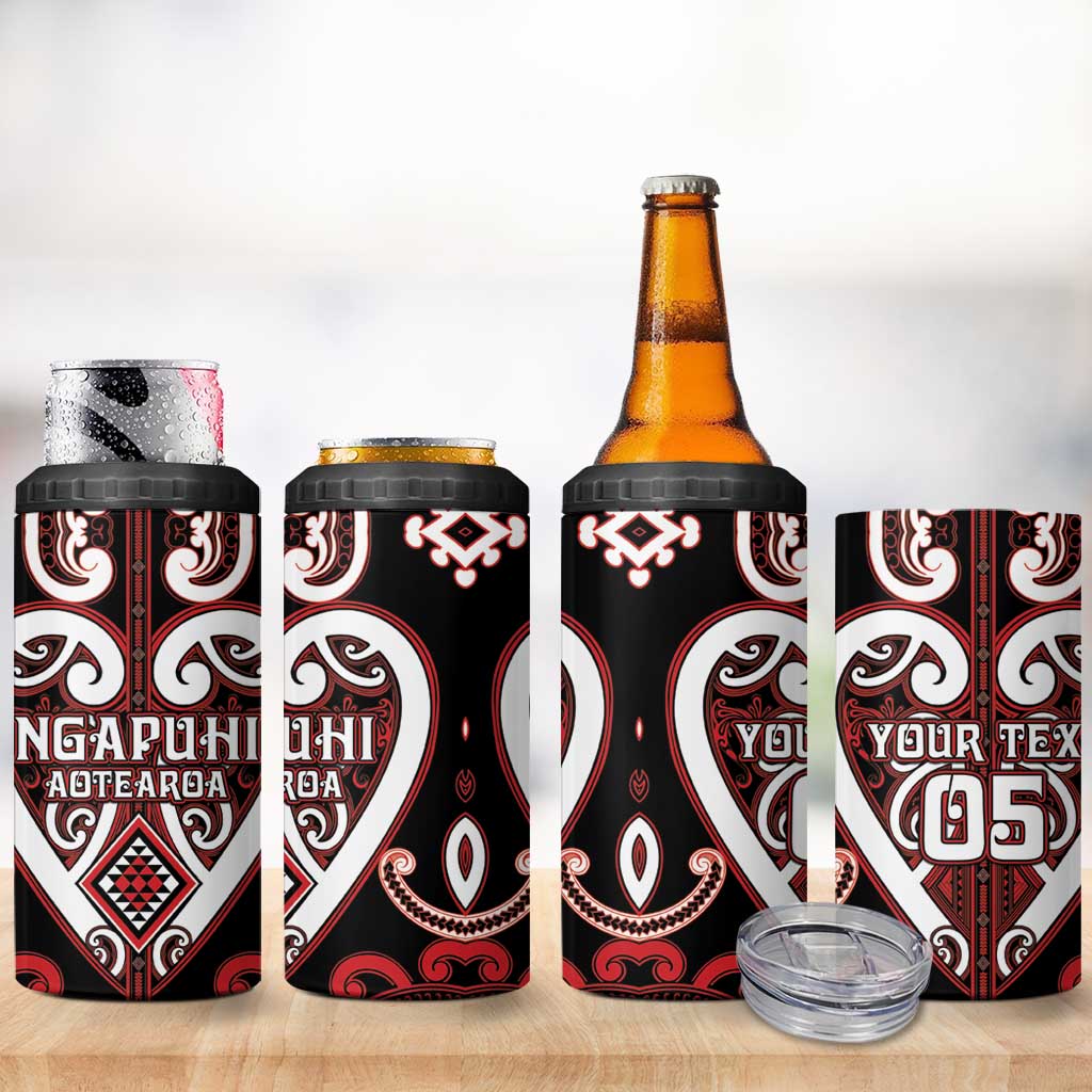 Custom Aotearoa Ngapuhi 4 in 1 Can Cooler Tumbler Maori Tribal Pattern