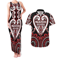 Custom Aotearoa Ngapuhi Couples Matching Tank Maxi Dress and Hawaiian Shirt Maori Tribal Pattern