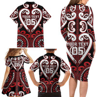 Custom Aotearoa Ngapuhi Family Matching Long Sleeve Bodycon Dress and Hawaiian Shirt Maori Tribal Pattern