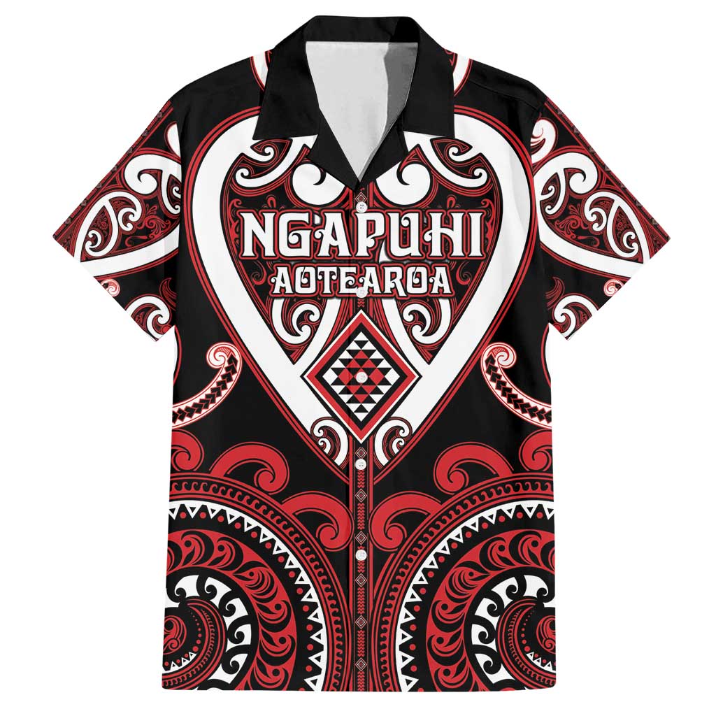 Custom Aotearoa Ngapuhi Family Matching Off Shoulder Short Dress and Hawaiian Shirt Maori Tribal Pattern