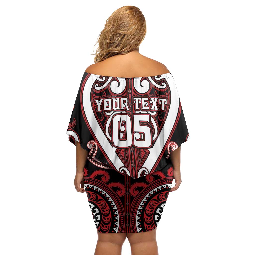 Custom Aotearoa Ngapuhi Family Matching Off Shoulder Short Dress and Hawaiian Shirt Maori Tribal Pattern