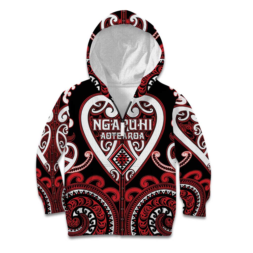 Custom Aotearoa Ngapuhi Kid Hoodie Maori Tribal Pattern