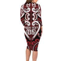 Custom Aotearoa Ngapuhi Long Sleeve Bodycon Dress Maori Tribal Pattern