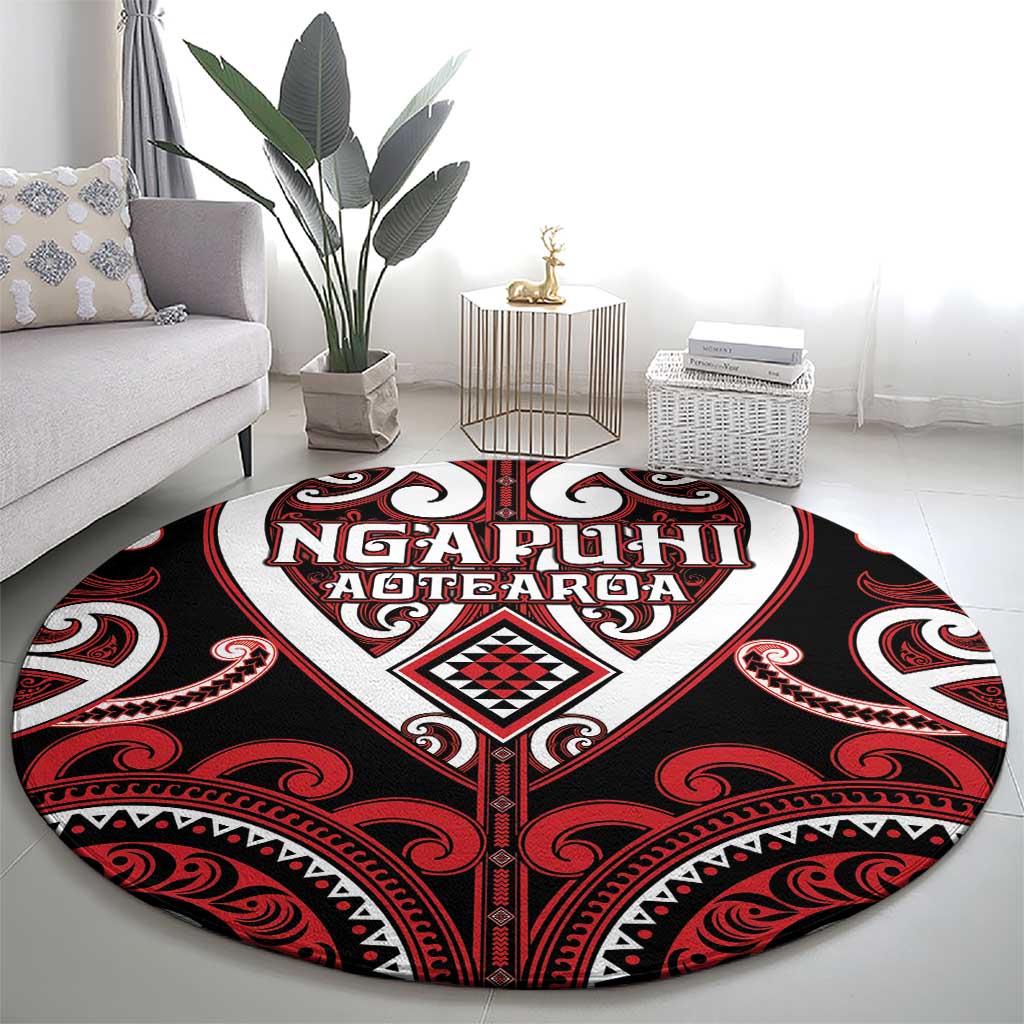 Aotearoa Ngapuhi Round Carpet Maori Tribal Pattern
