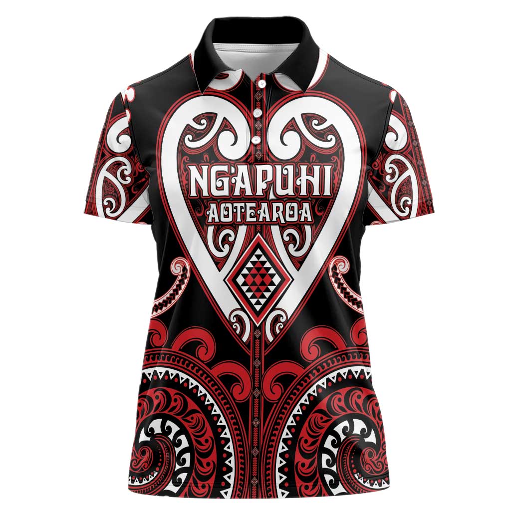 Custom Aotearoa Ngapuhi Women Polo Shirt Maori Tribal Pattern