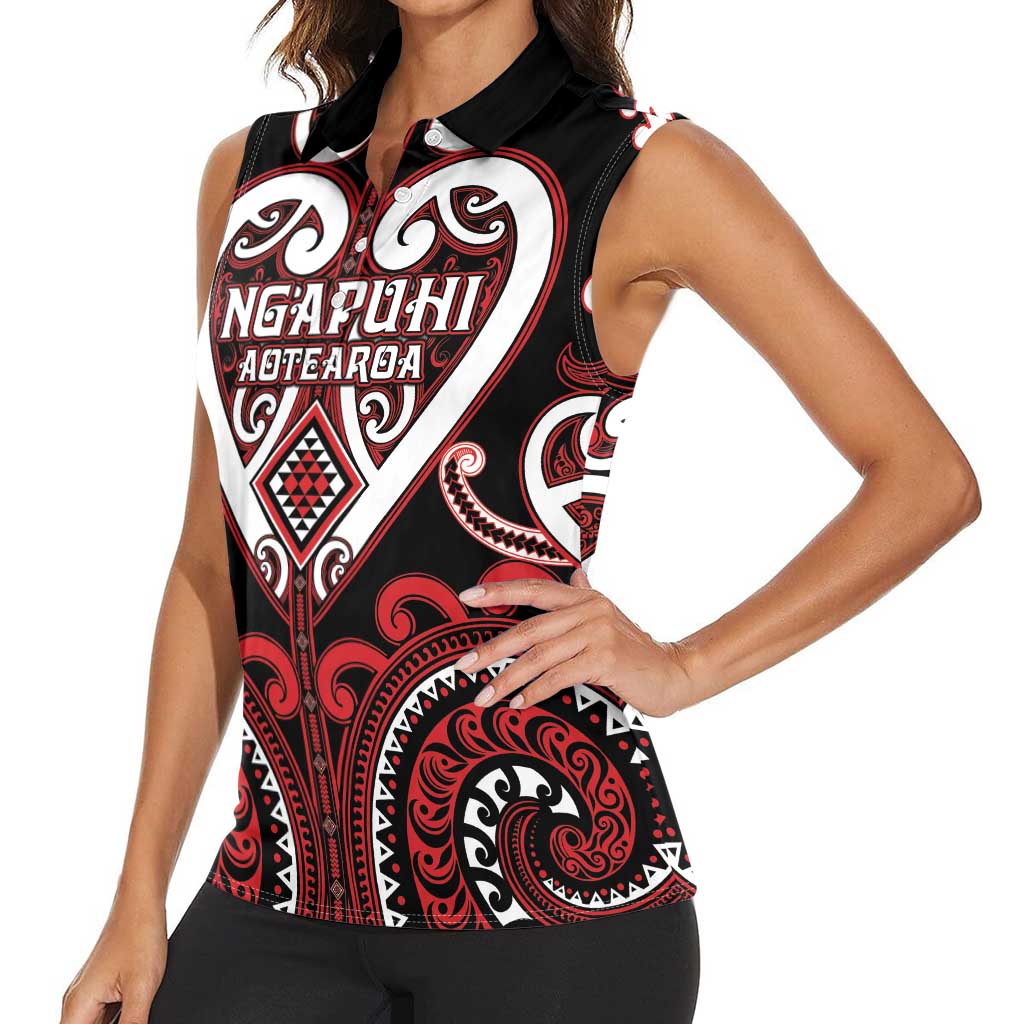 Custom Aotearoa Ngapuhi Women Sleeveless Polo Shirt Maori Tribal Pattern