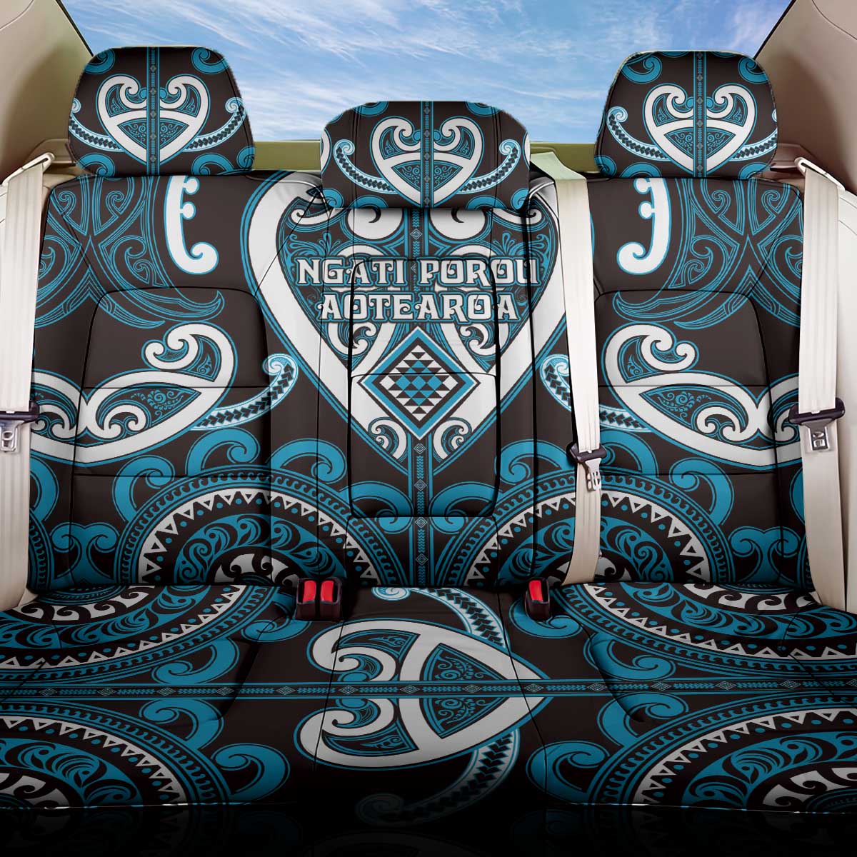 Aotearoa Ngati Porou Back Car Seat Cover Maori Tribal Pattern