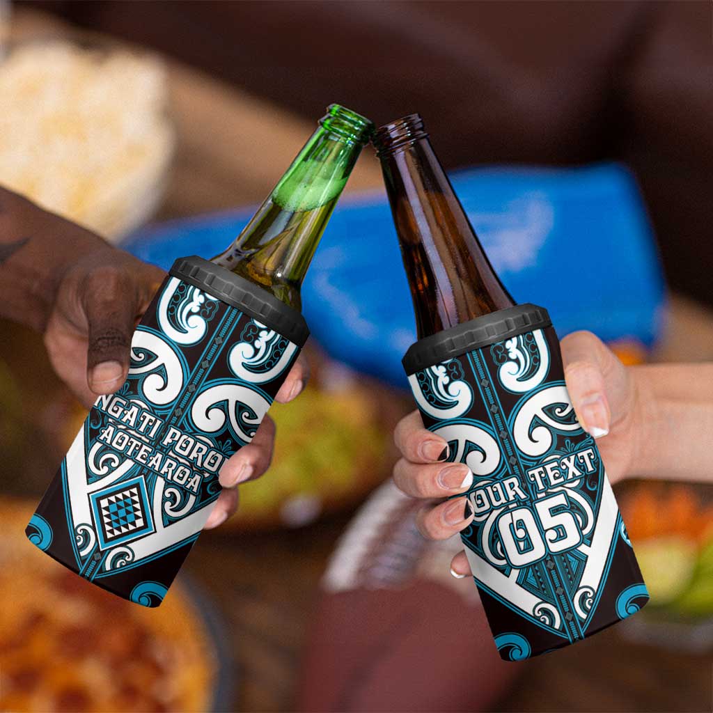 Custom Aotearoa Ngati Porou 4 in 1 Can Cooler Tumbler Maori Tribal Pattern