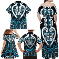 Custom Aotearoa Ngati Porou Family Matching Off Shoulder Maxi Dress and Hawaiian Shirt Maori Tribal Pattern