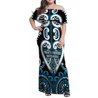 Custom Aotearoa Ngati Porou Family Matching Off Shoulder Maxi Dress and Hawaiian Shirt Maori Tribal Pattern