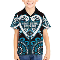 Custom Aotearoa Ngati Porou Kid Hawaiian Shirt Maori Tribal Pattern LT05 Kid Blue - Polynesian Pride