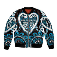 Custom Aotearoa Ngati Porou Sleeve Zip Bomber Jacket Maori Tribal Pattern