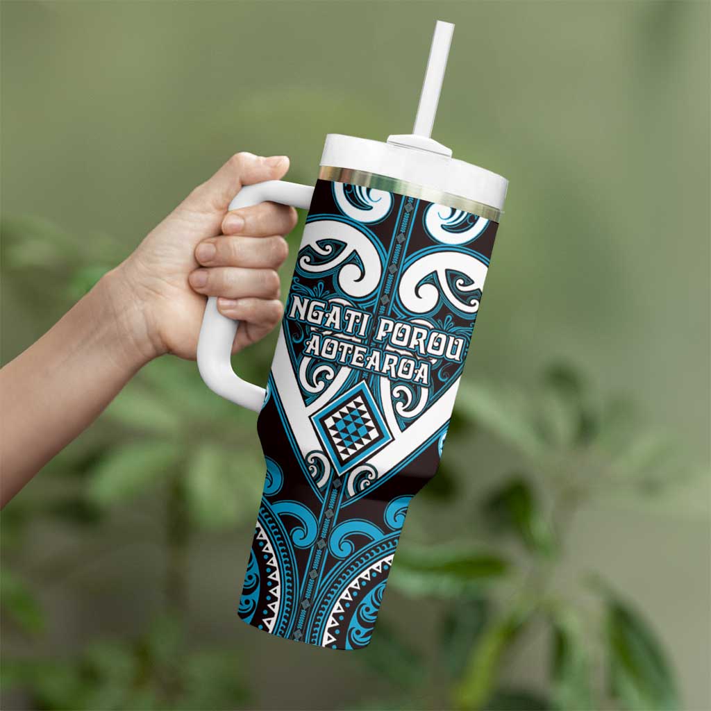 Custom Aotearoa Ngati Porou Tumbler With Handle Maori Tribal Pattern