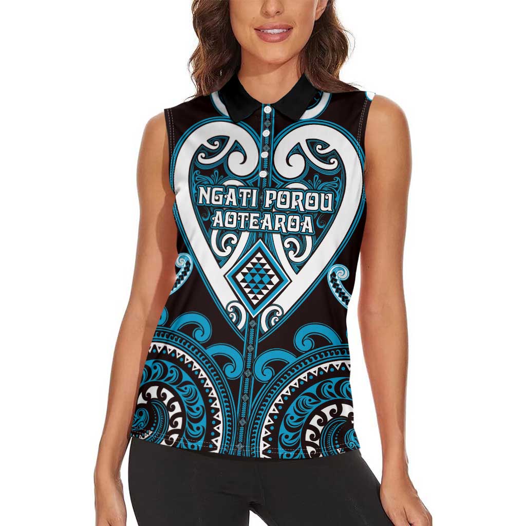 Custom Aotearoa Ngati Porou Women Sleeveless Polo Shirt Maori Tribal Pattern