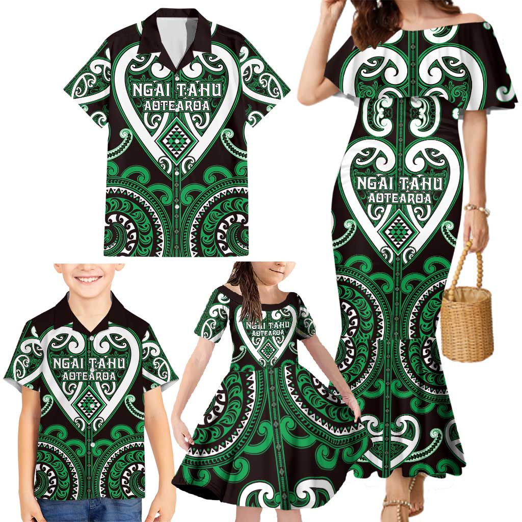 Custom Aotearoa Ngai Tahu Family Matching Mermaid Dress and Hawaiian Shirt Maori Tribal Pattern
