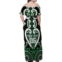 Custom Aotearoa Ngai Tahu Family Matching Off Shoulder Maxi Dress and Hawaiian Shirt Maori Tribal Pattern