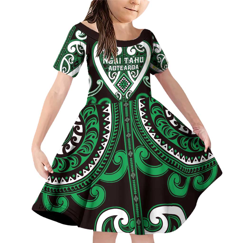 Custom Aotearoa Ngai Tahu Family Matching Off Shoulder Short Dress and Hawaiian Shirt Maori Tribal Pattern
