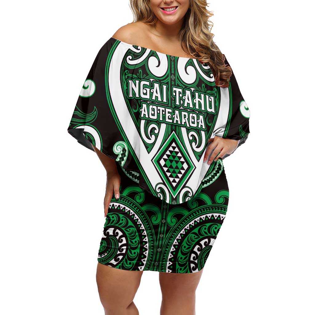 Custom Aotearoa Ngai Tahu Family Matching Off Shoulder Short Dress and Hawaiian Shirt Maori Tribal Pattern