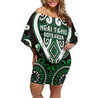 Custom Aotearoa Ngai Tahu Family Matching Off Shoulder Short Dress and Hawaiian Shirt Maori Tribal Pattern