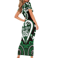 Custom Aotearoa Ngai Tahu Family Matching Short Sleeve Bodycon Dress and Hawaiian Shirt Maori Tribal Pattern