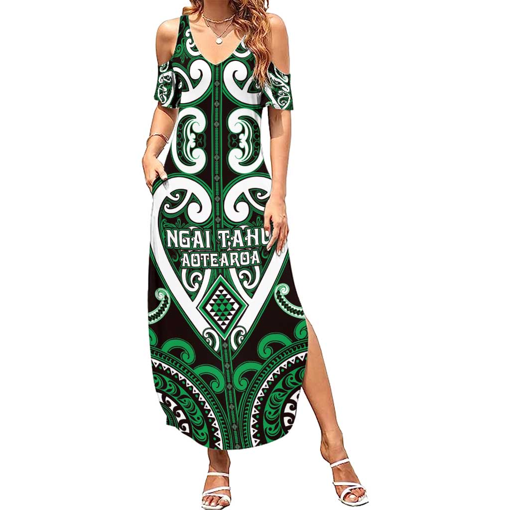 Custom Aotearoa Ngai Tahu Family Matching Summer Maxi Dress and Hawaiian Shirt Maori Tribal Pattern