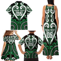 Custom Aotearoa Ngai Tahu Family Matching Tank Maxi Dress and Hawaiian Shirt Maori Tribal Pattern