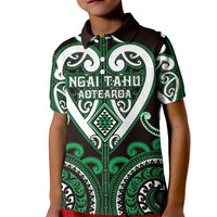 Custom Aotearoa Ngai Tahu Kid Polo Shirt Maori Tribal Pattern