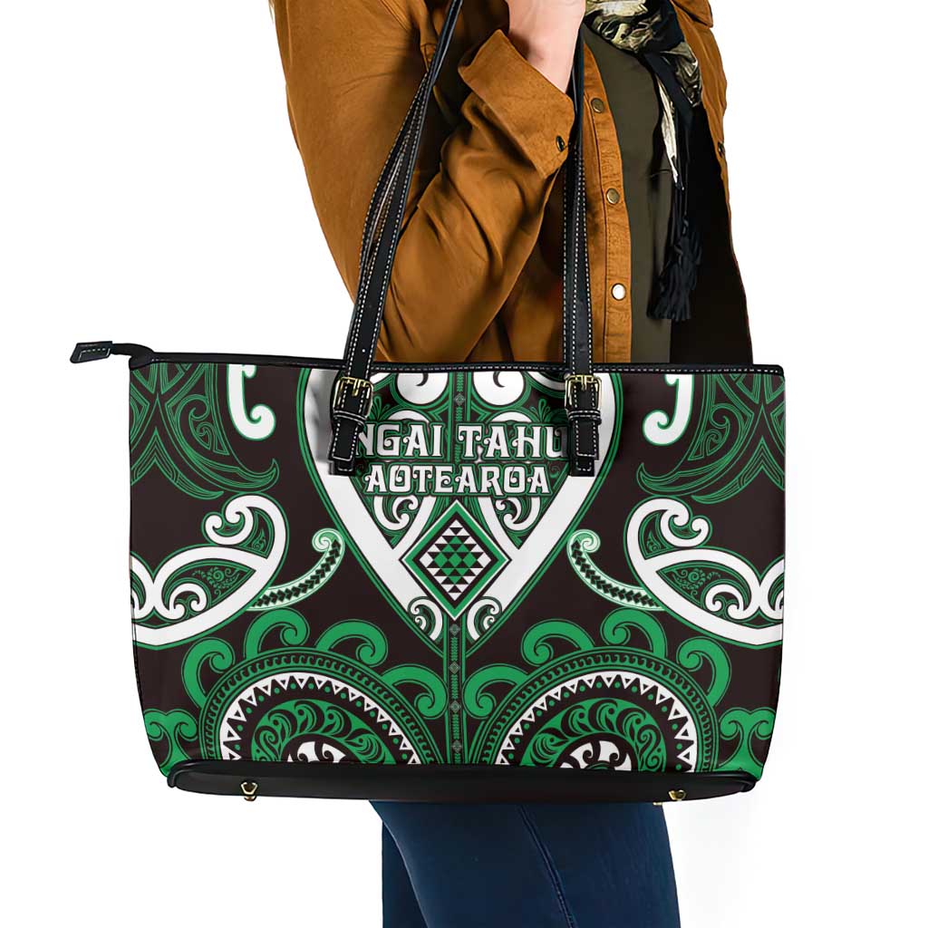 Aotearoa Ngai Tahu Leather Tote Bag Maori Tribal Pattern