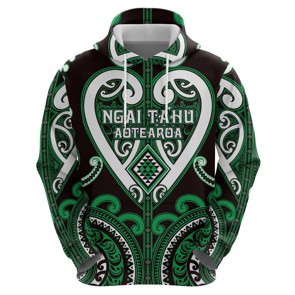 Custom Aotearoa Ngai Tahu Zip Hoodie Maori Tribal Pattern
