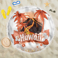 Hawaiian Volcano Lava Flow Beach Blanket With Hawaiian Tapa Pattern