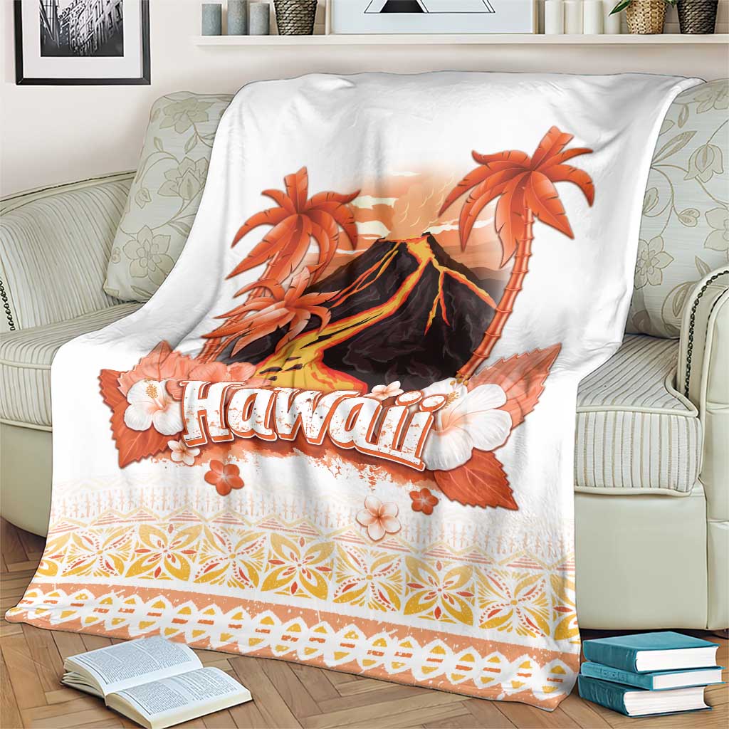 Hawaiian Volcano Lava Flow Blanket With Hawaiian Tapa Pattern