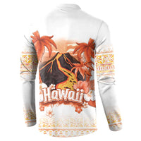 Hawaiian Volcano Lava Flow Button Sweatshirt With Hawaiian Tapa Pattern