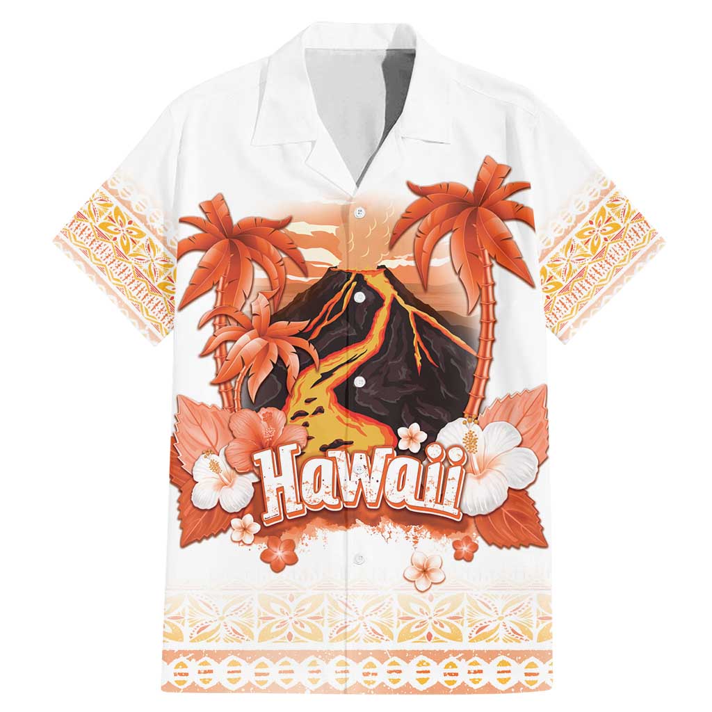 Hawaiian Volcano Lava Flow Family Matching Mermaid Dress and Hawaiian Shirt With Hawaiian Tapa Pattern