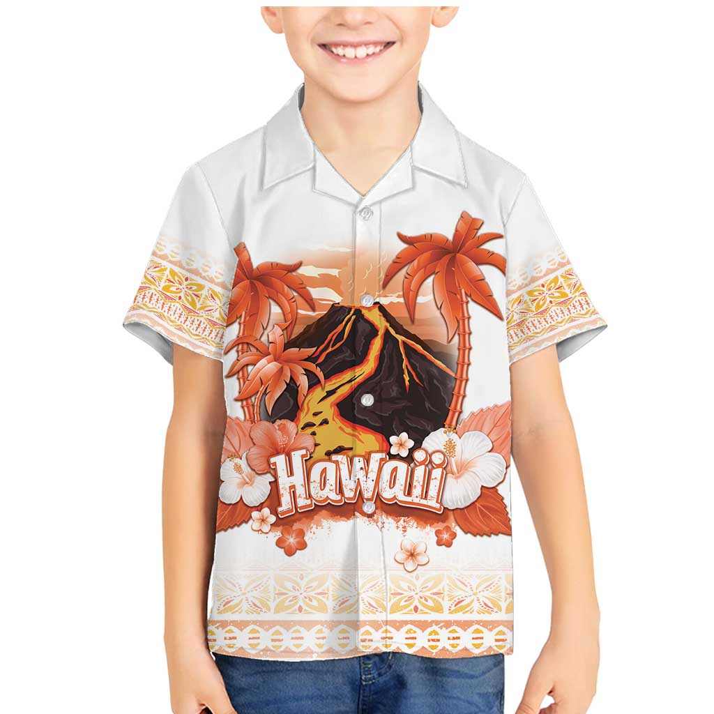 Hawaiian Volcano Lava Flow Family Matching Mermaid Dress and Hawaiian Shirt With Hawaiian Tapa Pattern