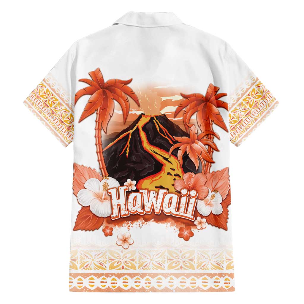 Hawaiian Volcano Lava Flow Family Matching Off Shoulder Maxi Dress and Hawaiian Shirt With Hawaiian Tapa Pattern