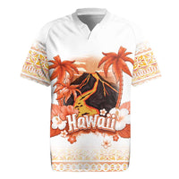 Hawaiian Volcano Lava Flow Rugby Jersey With Hawaiian Tapa Pattern