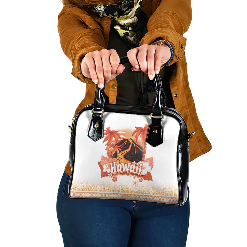 Hawaiian Volcano Lava Flow Shoulder Handbag With Hawaiian Tapa Pattern