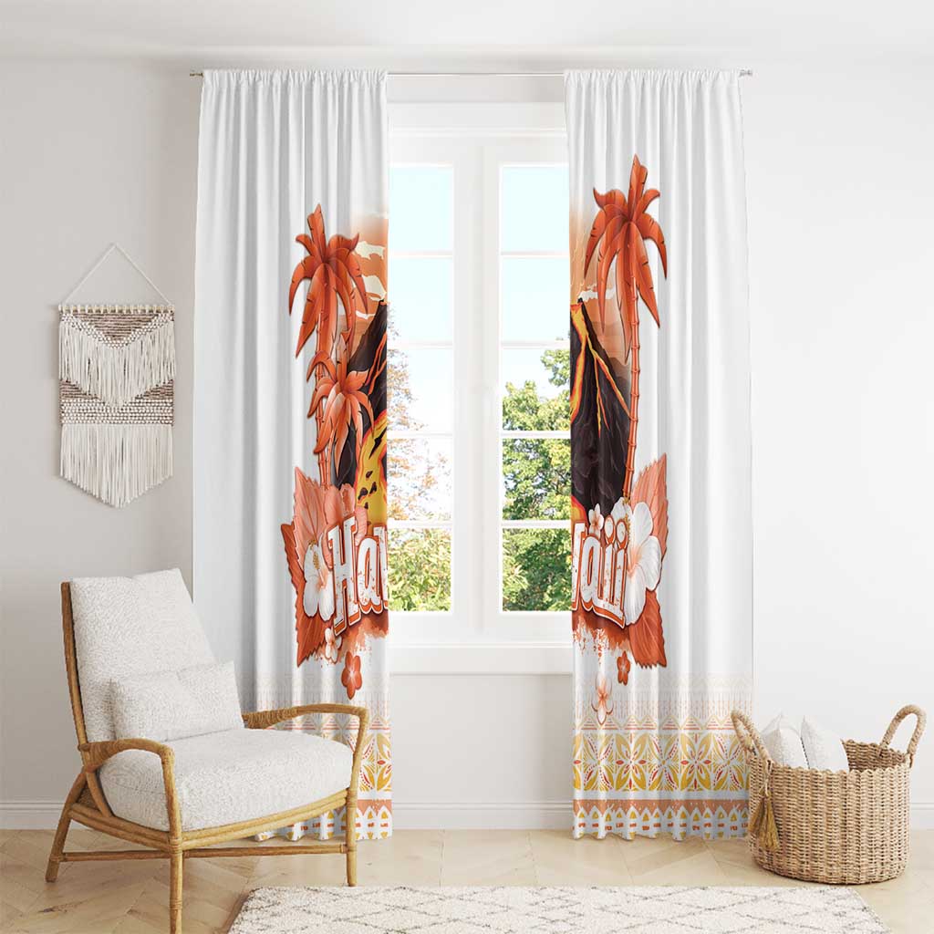 Hawaiian Volcano Lava Flow Window Curtain With Hawaiian Tapa Pattern