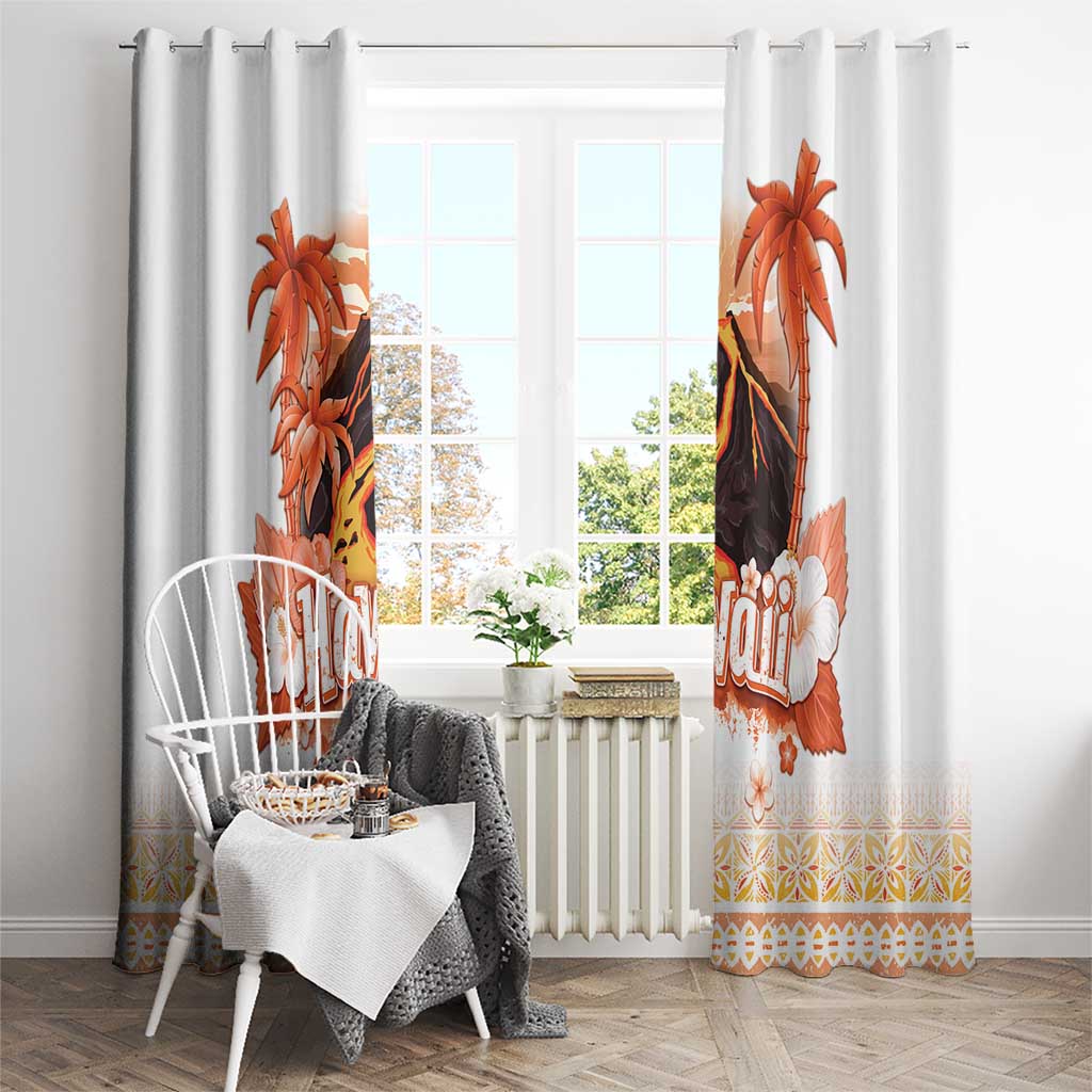 Hawaiian Volcano Lava Flow Window Curtain With Hawaiian Tapa Pattern