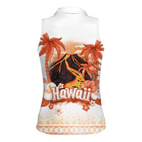 Hawaiian Volcano Lava Flow Women Sleeveless Polo Shirt With Hawaiian Tapa Pattern
